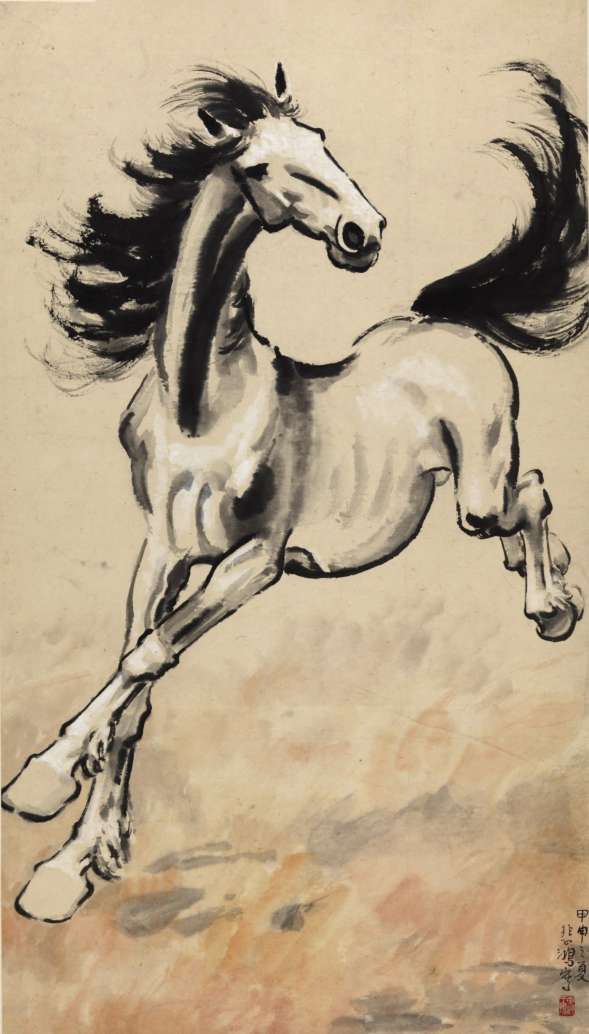 <h2>奔马</h2><p>作者：徐悲鸿</p><p>创作年代：1942年</p><p>规格：106.5×60.3cm</p><p>品类：纸本设色</p>